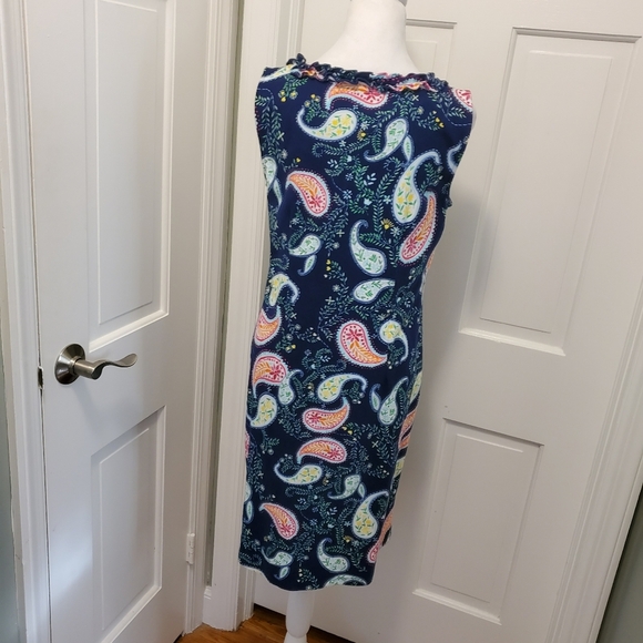 TALBOTS Pleat-Neck Shift 100% Cotton Dress Size Medium, Preppy, Paisley Print - Picture 5 of 11